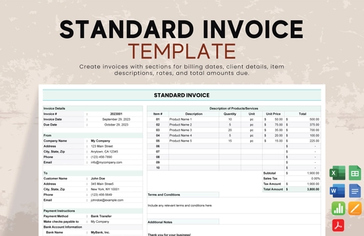 Standard Invoice Template