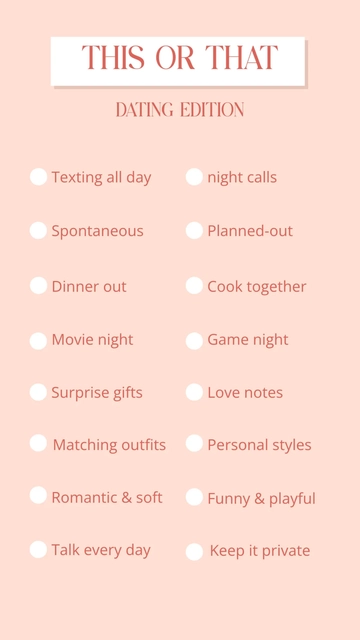 Free This or That Dating Template to Edit Online