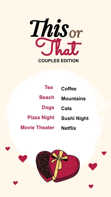 Free This or That  For Couples Template to Edit Online