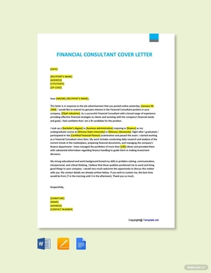 Financial Consultant Cover Letter Template