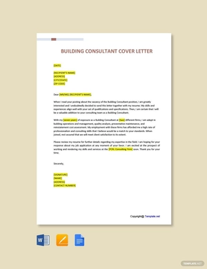 Building Consultant Cover Letter Template