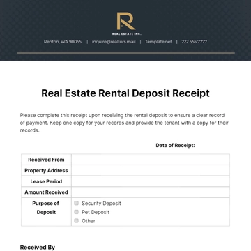 Free Real Estate Rental Deposit Receipt Template to Edit Online