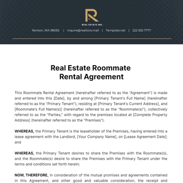 Free Real Estate Roommate Rental Agreement Template to Edit Online