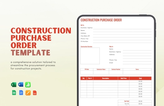 Construction Purchase Order Template