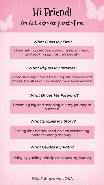 Free Get to Know Me Q&A Instagram Story Template to Edit Online
