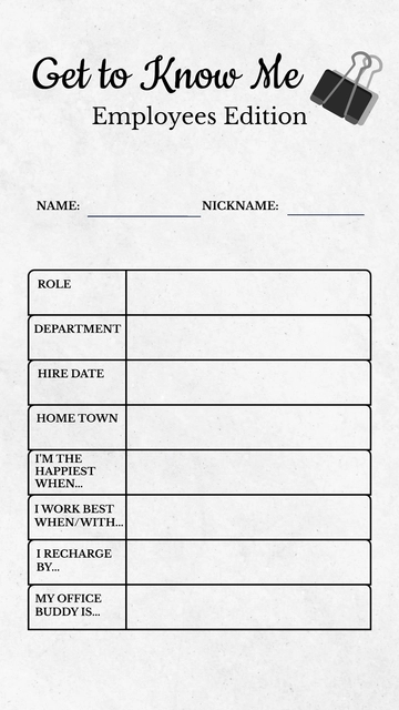 Free Get to Know Me for Employees Template to Edit Online