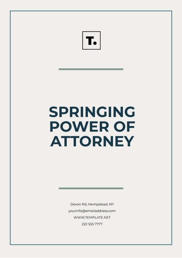 Free Springing Power of Attorney Template to Edit Online