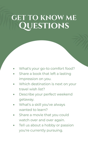 Free Get to Know Me Question List Instagram Story Template to Edit Online