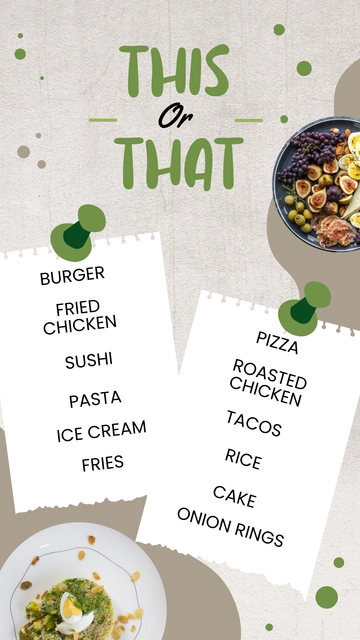 Free Food This or That Instagram Story Template to Edit Online