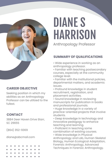 Free Anthropology Professor Resume to Edit Online