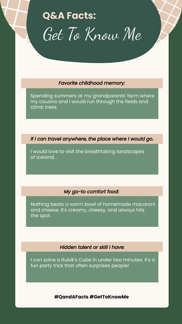 Free Get to Know Me Q&A Facts Story Template to Edit Online