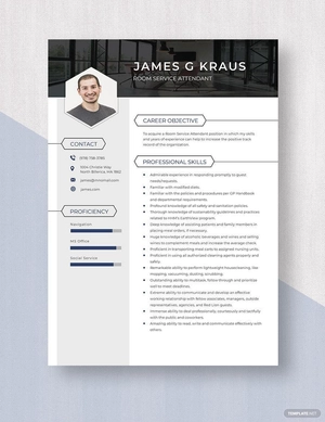 Room Service Attendant Resume