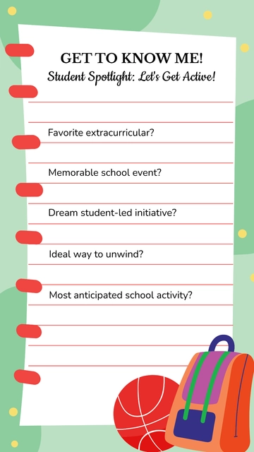 Free Get to Know Me Student Activities Story Template to Edit Online