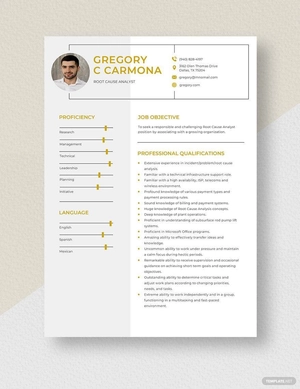 Root Cause Analyst Resume