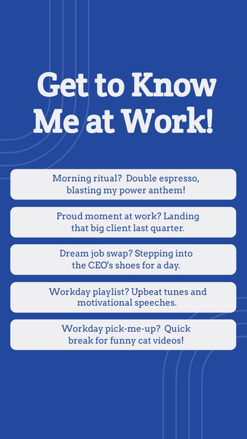 Free Get to Know Me Work Questions Post Template to Edit Online