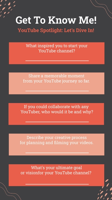 Free Get to Know Me Questions for Youtube to Edit Online