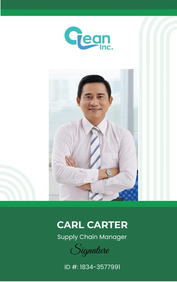 Free Cleaning Services Supply Chain Manager ID Card Template to Edit Online