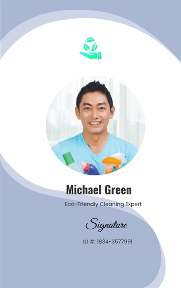 Free Eco-Friendly Cleaning Expert ID Card Template to Edit Online