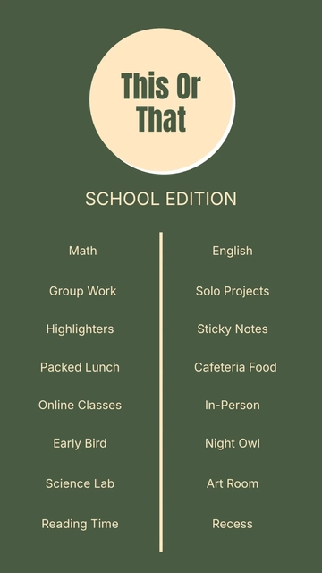 Free School This or That Template to Edit Online