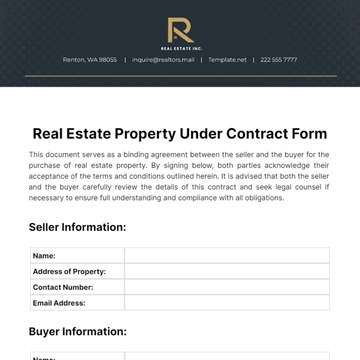 Free Real Estate Property Under Contract Form Template to Edit Online