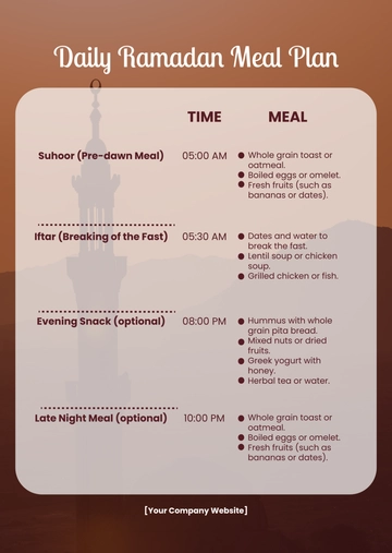 Free 30 Day Ramadan Meal Plan Template to Edit Online