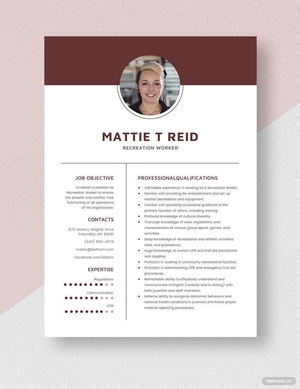 Recreation Worker Resume