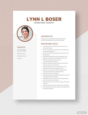 Recreational Therapist Resume