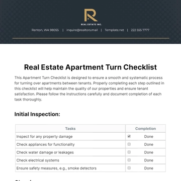 Free Real Estate Apartment Turn Checklist Template to Edit Online