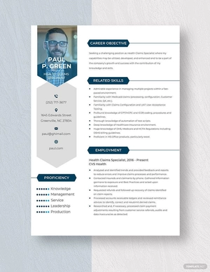 Health Claims Specialist Resume