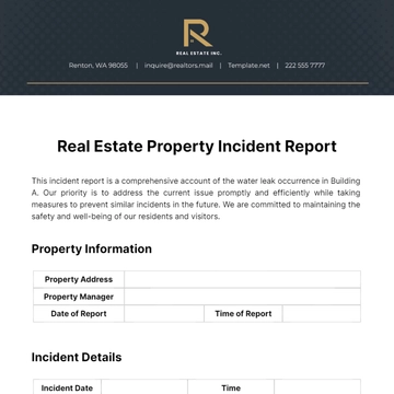 Free Real Estate Property Incident Report Template to Edit Online
