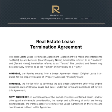Free Real Estate Lease Termination Agreement Template to Edit Online