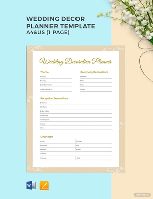 Wedding Decor Planner Template