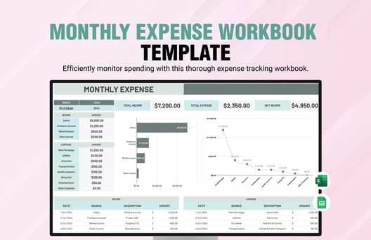 Monthly Expense Workbook Template