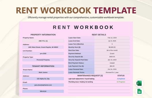 Rent Workbook Template