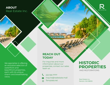 Free Waterfront and Beachfront Properties Brochure Template to Edit Online