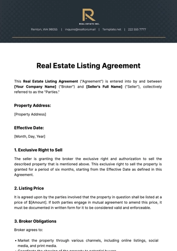 Free Real Estate Listing Agreement Template to Edit Online