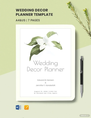 Simple Wedding Decor Planner Template