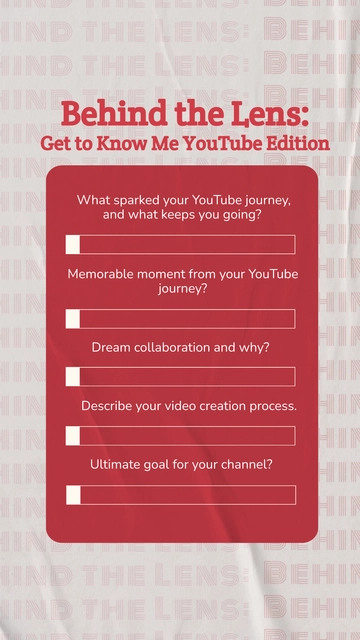 Free Get to Know Me Youtube Question Story to Edit Online
