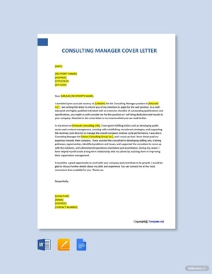 Consulting Manager Cover Letter