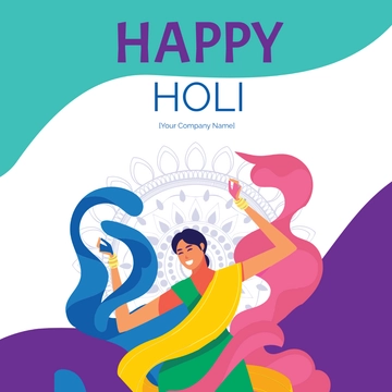 Free Happy Holi Festival Whatsapp Post Template to Edit Online