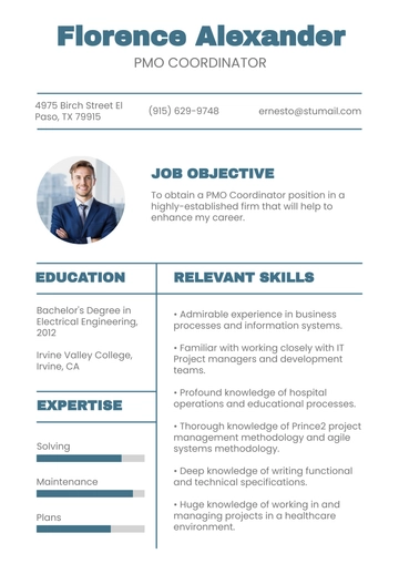 Free PMO Coordinator Resume to Edit Online