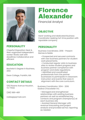 Free Business Coordinator Resume to Edit Online