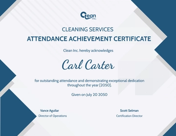 Free Cleaning Services Attendance Achievement Certificate Template to Edit Online