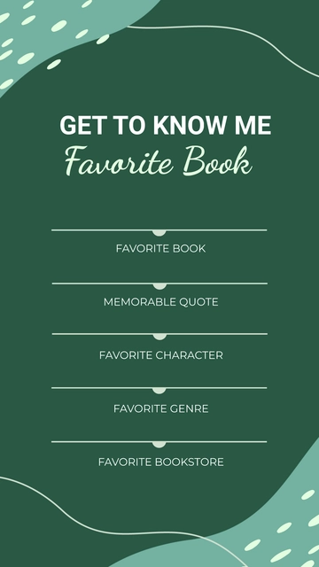 Free Get to Know Me Favorite Book Instagram Story Template to Edit Online