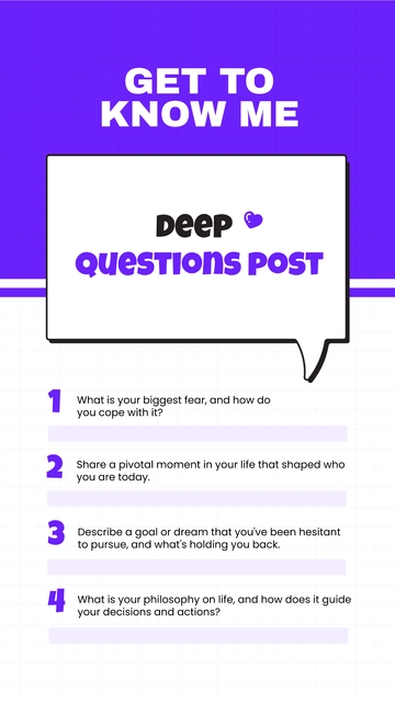 Free Get to Know Me Deep Questions Post Template to Edit Online