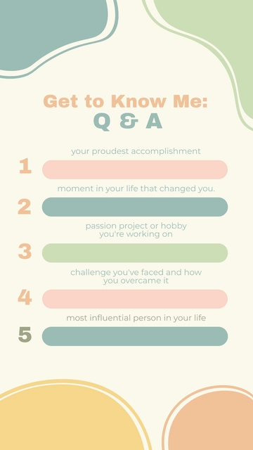 Free Get to Know Me Q& A your Story Template to Edit Online
