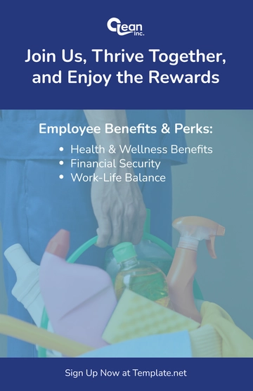 Free Cleaning Services Employee Benefits and Perks Overview Poster Template to Edit Online