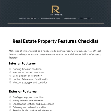 Free Real Estate Property Features Checklist Template to Edit Online