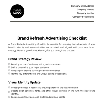 Free Brand Refresh Advertising Checklist Template to Edit Online