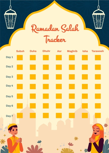 Free Ramadan Salah Tracker Template to Edit Online